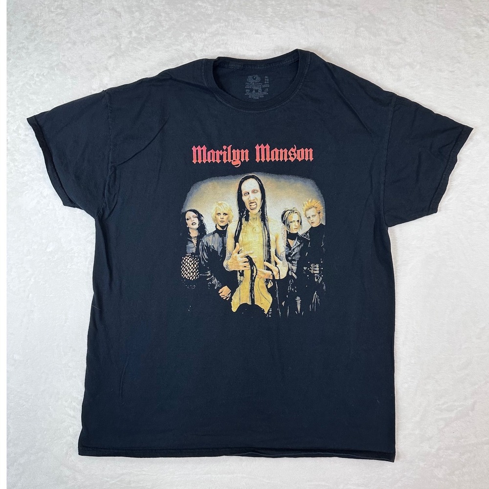 Marilyn Manson Band Graphic T-Shirt XL Black Fruit of the Loom Heavy Cotton Tee